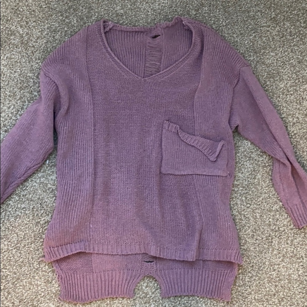 Purple distressed sweater